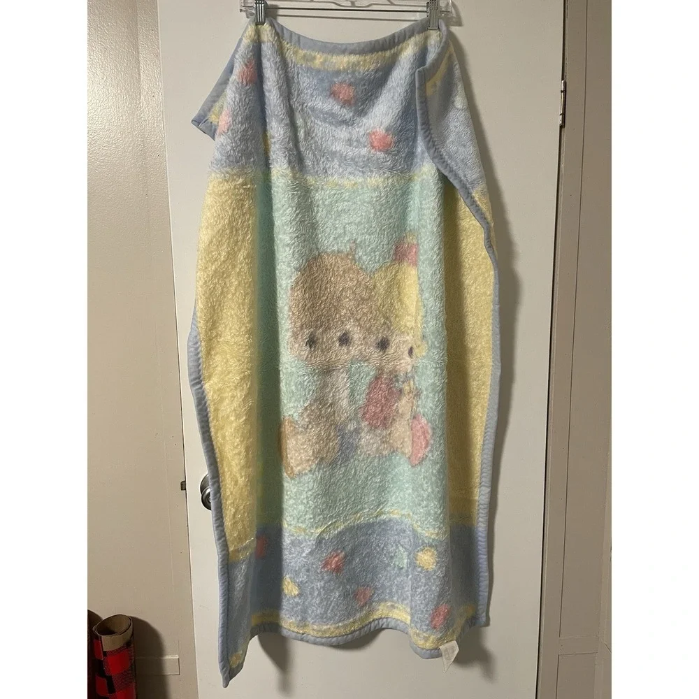 Vintage Precious Moments Girl Boy Hearts Throw Crib Soft Blanket 29